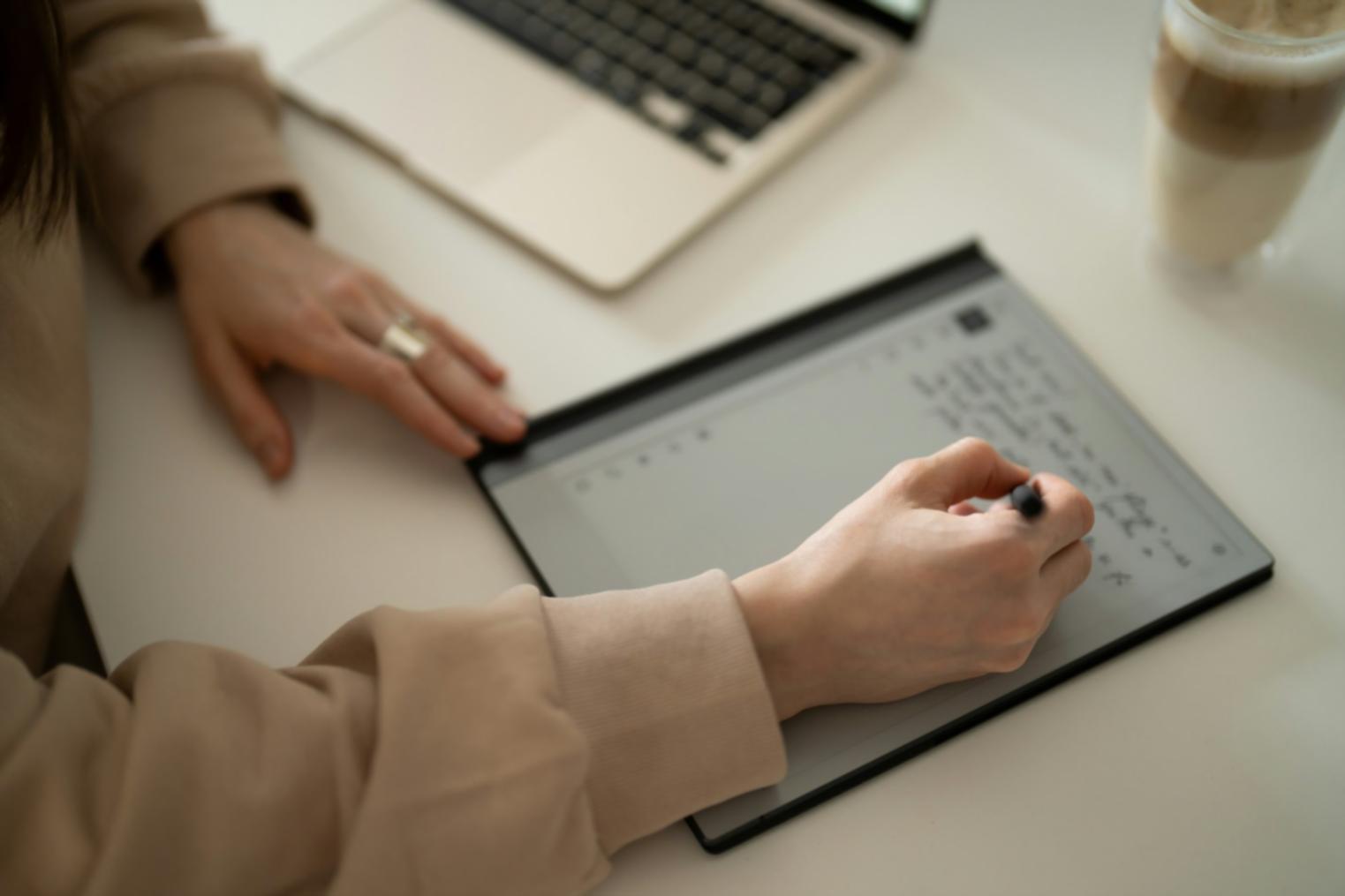 Person confidently reviewing financial documents